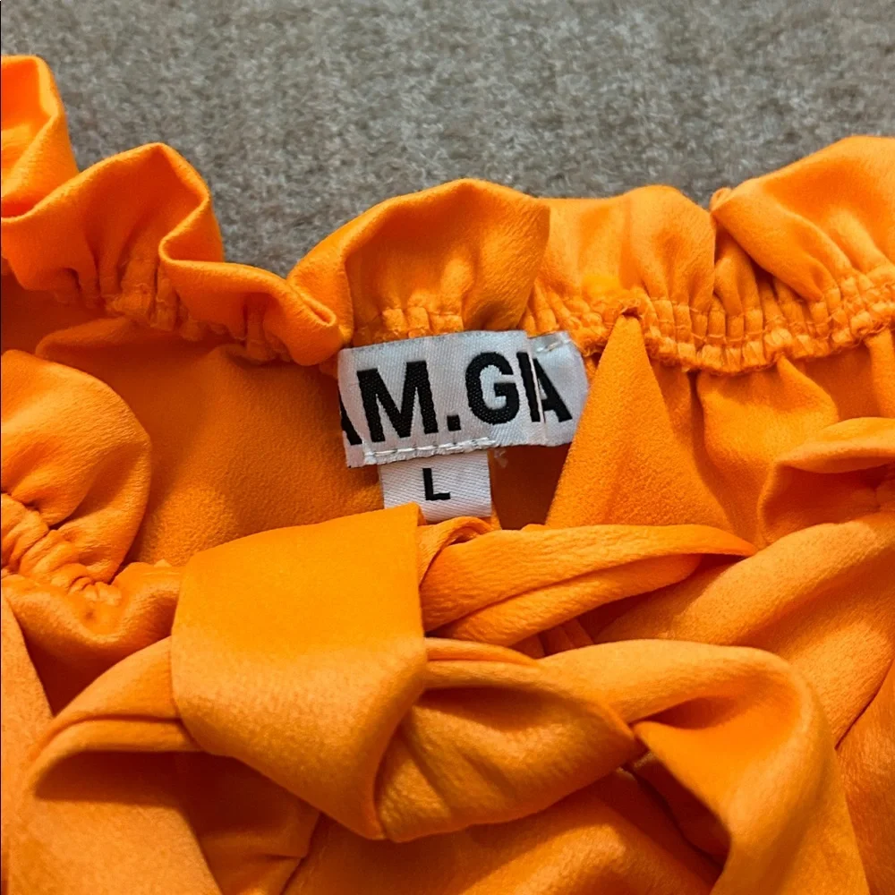 I.AM.GIA Naomi off-the-shoulder corset-style crop top in neon orange large - Picture 4 of 7